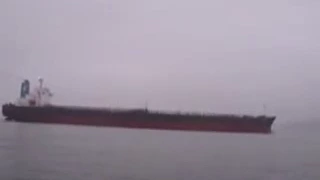 tanker blasting fog horn cutted