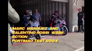 Valentino Rossi and Marc Marquez action  on Portimao WSBK test 2024