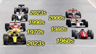 McLaren F1 2023 vs One McLaren F1 from each decade (1960-2023)