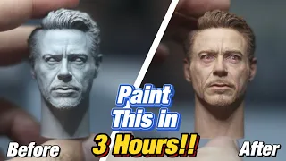 How To Paint Realistic Skin Tone, Eyes, Hair For The Beginners | 1/6 scale Head