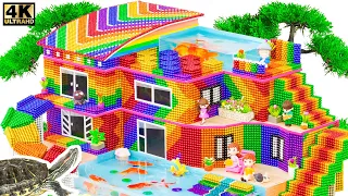 DIY - Build Rainbow Villa Modern with Garage and Fish Pond for Hamster From Magnetic Balls ASMR