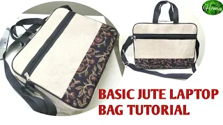 DIY Basic Jute Laptop Bag With Cutting&Stitching Video|Step By Step Simple#laptopbag Making At Home