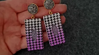 houndstooth pattern earrings from polymer clay. DIY Jewelry