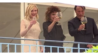 Jury members Kristen Dunst, Vanessa Paradis and Mads Mikkelsen having fun in Cannes