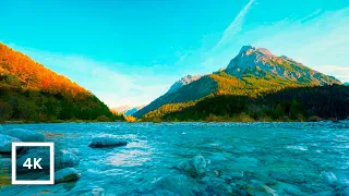 4K Gentle Mountain River in Austrian Bavarian Alps | Water Sounds White Noise | Sleep and Relaxation
