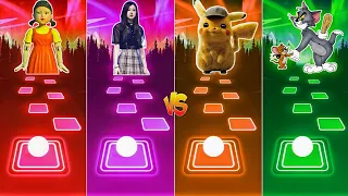 Squid Game - Blackpink - Pikachu Thunderbolt - Talking Tom | Tiles Hop EDM Rush