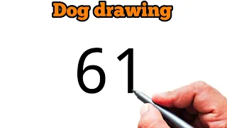 How to draw dog from number 61 | Easy Dog drawing | Number drawing