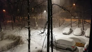 Москва 4 утра 13 февраля 2021. Жуткий снегопад на сутки.