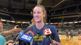 Caitlin Clark after Fever camp Day 7 - final preseason game, physicality, charter flights, Peyton