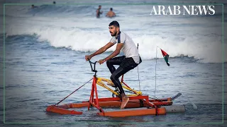 Palestinians test custom-built pedal boat in northern Gaza Strip