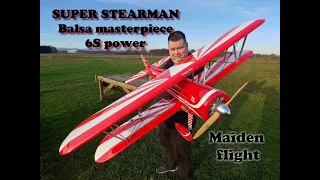 Kingcraft Limited Edition ARF Super Stearman 1400mm 6S Balsa/Ply/Composite Maiden flight