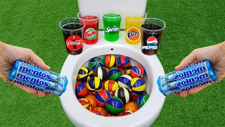 Basketball VS Popular Sodas !! Pepsi, Coca Cola, Fanta, Fruko, Sprite and Mentos in the toilet