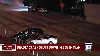 Fatal crash involving 8 vehicles shuts down I-95 in Miami