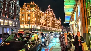 London Christmas Windows ✨ Harrods & Harvey Nichols Knightsbridge Walk 2021 [4K HDR]