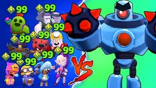 ВСЕ БРАВЛЕРЫ С 99 БАНКАМИ И УЛЬТОЙ VS РОБОТ БОСС! BRAWL STARS