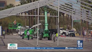 Construction begins on quarantine center for homeless in downtown Las Vegas
