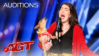 Pam Performs "All by Myself" with Her Incredible Singing Dog Casper - America's Got Talent 2021