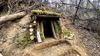 Building an Underground Secret Bunker for Survival | Fireplace Made of Stone and Clay.