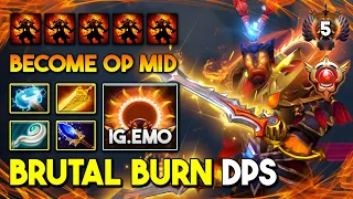 BRUTAL BURN DPS MID By IG.Emo Ember Spirit Aghs Scepter + Radiance Build 7.35c DotA 2