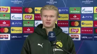 Erling Haaland asked if he is sleeping alone tonight - funny interview