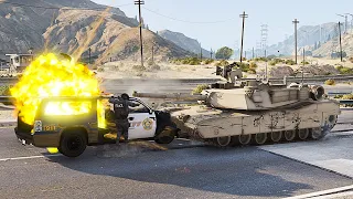 GTA 5 MICHAEL & HIS MISTRESS STEALING ABRAMS MEGA TANK - SUPER CINEMATIC PICTURE WITH SLOW MO ep.18