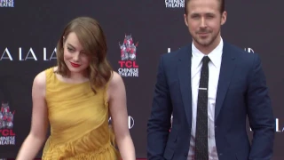 Hand & Footprint Ceremony for Ryan Gosling & Emma Stone to Promote La La Land | ScreenSlam