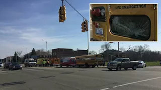 18 children taken to hospital after school bus crash