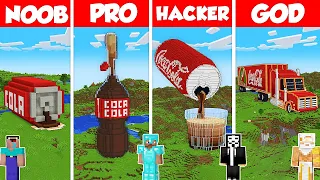 COCA COLA CAN BASE BUILD CHALLENGE - Minecraft Battle: NOOB vs PRO vs HACKER vs GOD / Animation