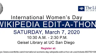 International Women's Day Wikipedia Edit-a-Thon at UC San Diego