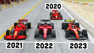 Ferrari F1 2023 vs Ferrari F1 2022 2021 2020 - Mugello Circuit