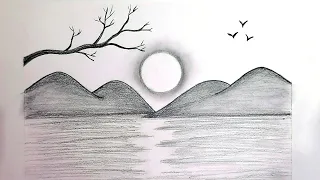 Landscape drawing |How to Draw a simple Landscape | Easy Pencil Drawing