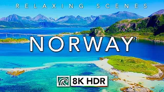 Flying over Norway in 8K HDR 60fps with relaxing music for stress relief