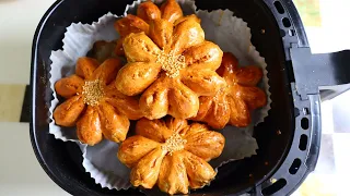 Air Fry Recipe, Yummy Spring Flower Shape Snack | Puff Pastry Spring Snack Idea