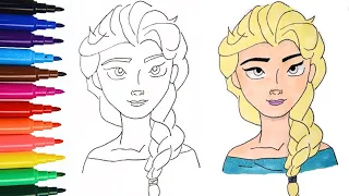 How to Draw & Colour Elsa from Frozen | Disney Princess #frozen #elsa #disney #waltdisneyworld
