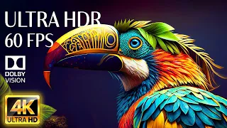 4K HDR 60fps Dolby Vision with Animal Sounds & Relaxing Music (Colorful Dynamic)