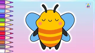 💫 Coloring Kids 💫 How to draw a Bee for kids | Как нарисовать Пчелку