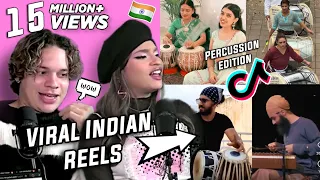 INDIAN PERCUSSION for the first time! Waleska & Efra react to Viral Indian Reels/TikToks | VOL. 6