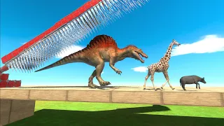 Race Through Spike Trap - All Dinosaurs VS Animals - Animal Revolt Battle Simulator