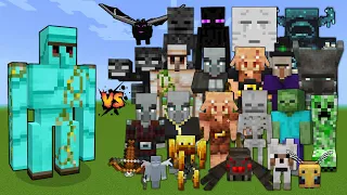 Diamond Golem vs Every mob in Minecraft - Minecraft mob battle - Diamond Golem vs All Mobs