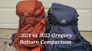 2021 vs 2022 Gregory Baltoro Backpack Comparison
