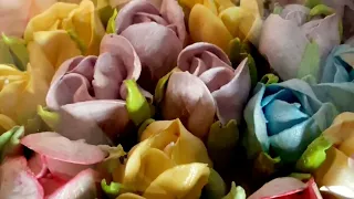 Зефирные тюльпаны, насадкой роза.