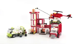 Lego China BanBao 7120 City Fire Station Fighting Truck Helicopter - MengBrick Build