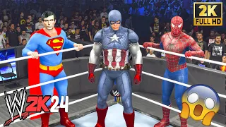 MARVEL Avengers Spider-Man & Captain America & Superman vs. Hulk - Handicap Match -  WWE 2K24