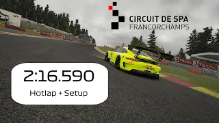 ACC Hotlap - Spa Francorchamps Porsche 991.2 GT3 R 2:16,5 + Setup