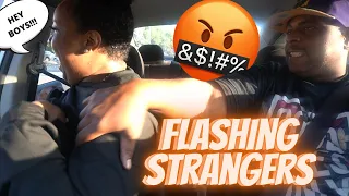 FLASHING STRANGERS while He DRIVES To See His Reaction...