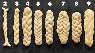 How to Plait or Braid Challah Bread from 2, 3, 4, 5, 6, 7, 8, and 9 Strands