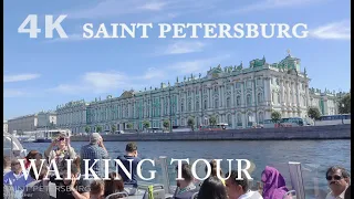 Saint Petersburg 2017 - Walking tour - Russia -  4K -  Walking And Boat Trip With City Sounds