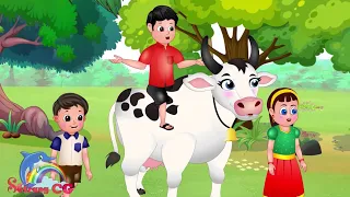 Cow Song | गैया मेरी आती है | Hindi Rhymes | Cartoon Video | हिंदी बालगीत @satrangcg