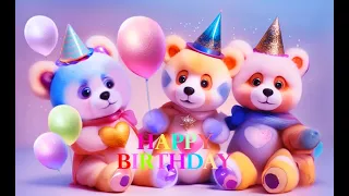 ⭐Happy Birthday Song 🩷Best Sweet Birthday Wishes Song with Lyrics 🎁Joyful Teddy Bear on the Beach ⭐⭐