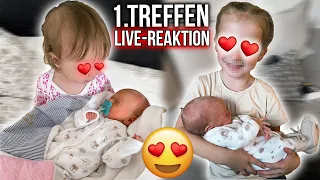 Mara & Lia lernen ihre Brüder kennen 🥰 Live Reaktion auf Zwillinge ❤️